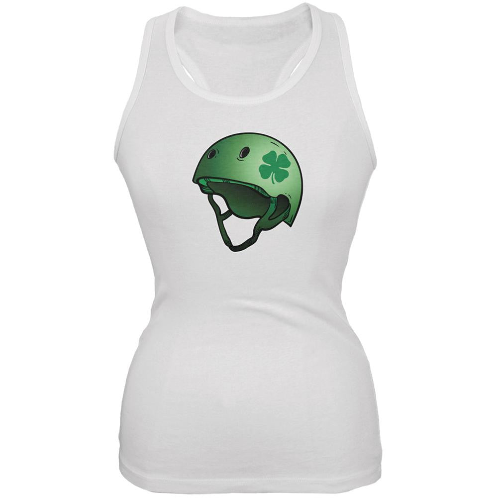 Irish Clover Roller Derby Helmet White Juniors Soft Tank Top Juniors Tank Tops Old Glory 2XL White 