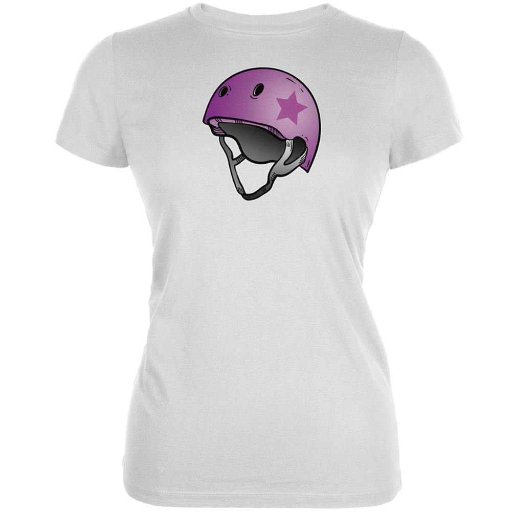 Pop Star Roller Derby Helmet White Juniors Soft T-Shirt Juniors T-Shirts Old Glory 2XL White 