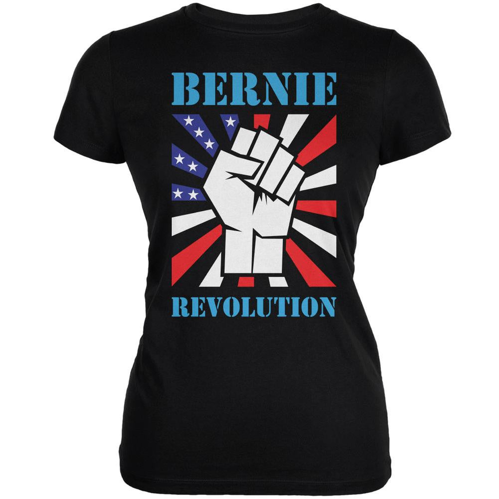 Election 2016 Bernie Sanders Raised Fist Revolution Black Juniors Soft T-Shirt Juniors T-Shirts Old Glory 2XL Black 