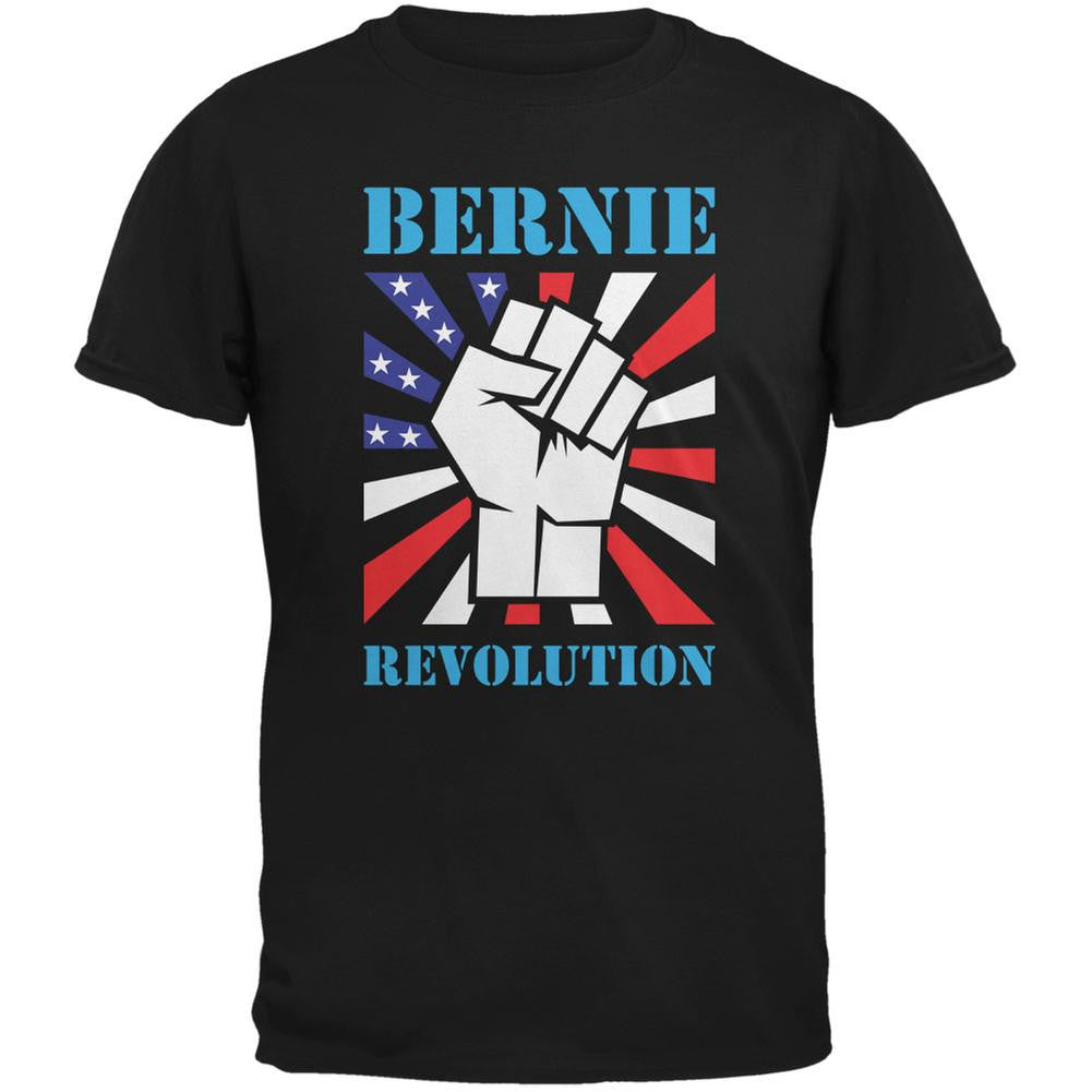 Election 2016 Bernie Sanders Raised Fist Revolution Black Youth T-Shirt Youth T-Shirts Old Glory LG Black 