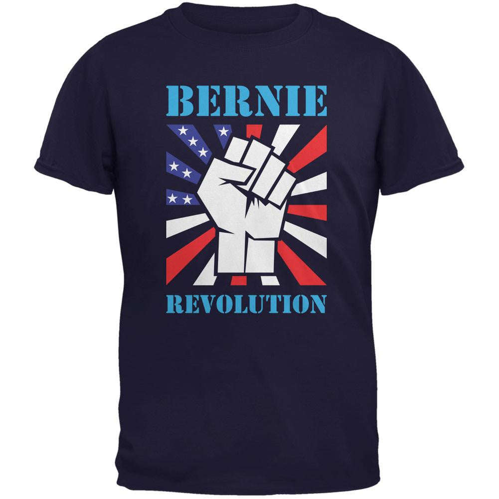 Election 2016 Bernie Sanders Raised Fist Revolution Navy Youth T-Shirt Youth T-Shirts Old Glory LG Blue 