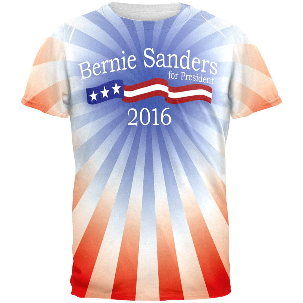 Bernie Sanders 2016 President All Over Adult T-Shirt Men's T-Shirts Old Glory 2XL Multi 