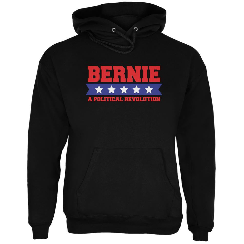 Election 2016 Bernie Revolution Star Banner Black Adult Hoodie Men's Hoodies Old Glory 2XL Black 