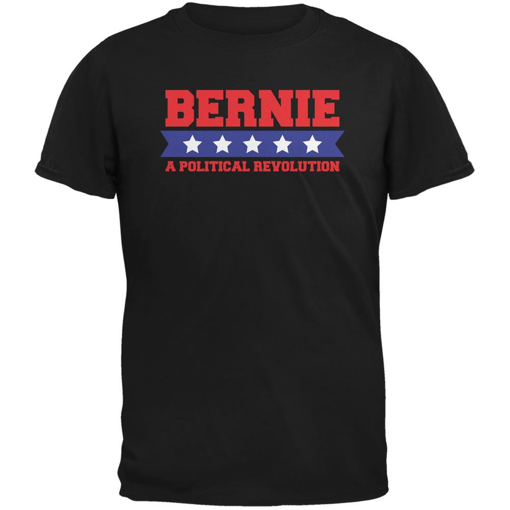 Election 2016 Bernie Revolution Star Banner Black Adult T-Shirt Men's T-Shirts Old Glory 2XL Black 