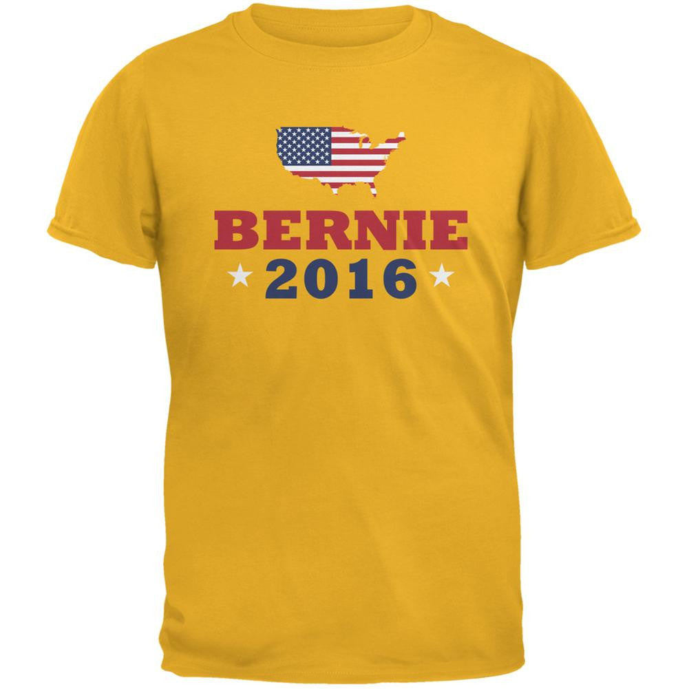 Election 2016 Bernie USA Gold Adult T-Shirt Men's T-Shirts Old Glory 2XL Yellow 