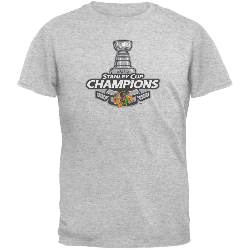 Chicago Blackhawks - 2015 Stanley Cup Champions Grey Soft T-Shirt Men's T-Shirts Chicago Blackhawks 2XL Grey 