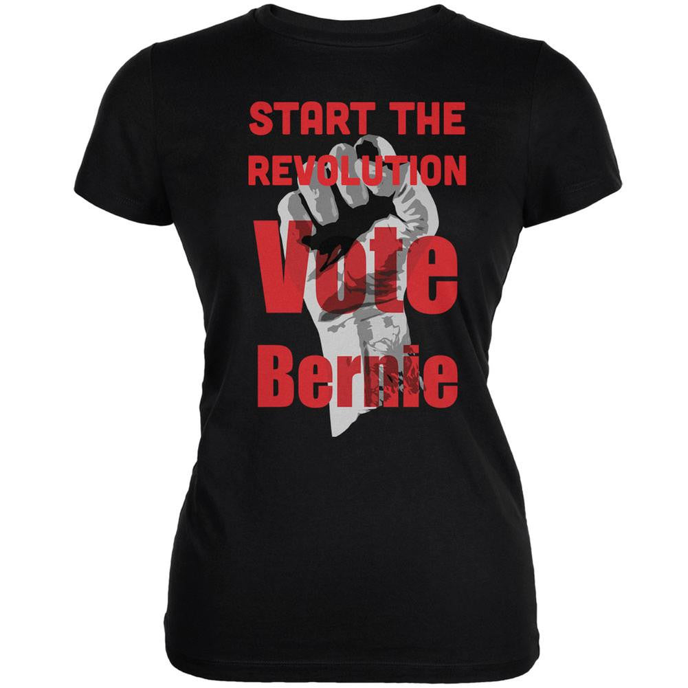 Election 2016 Bernie Sanders Start the Revolution Black Juniors Soft T-Shirt Juniors T-Shirts Old Glory 2XL Black 