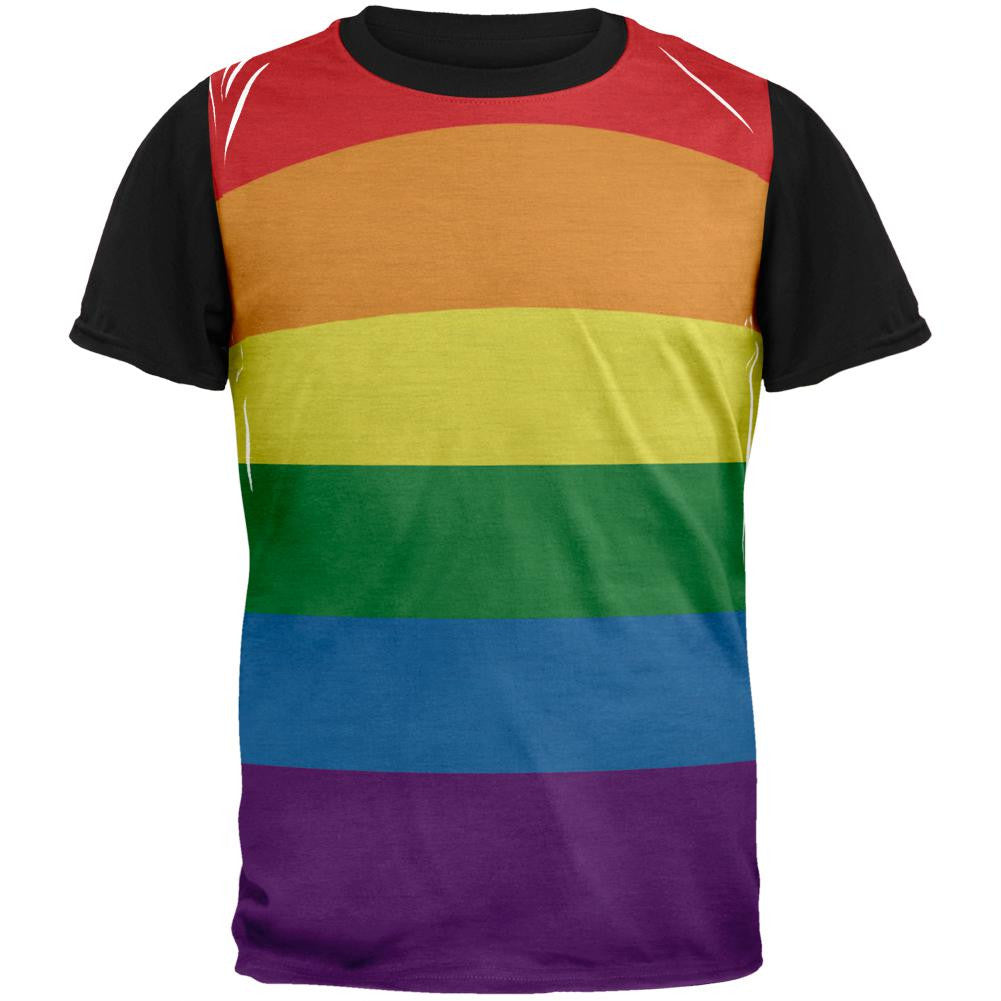 LGBT Rainbow Gay Pride Flag Adult Black Back T-Shirt Men's T-Shirts Old Glory SM Multi 