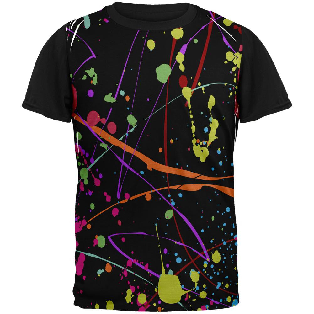 Splatter Paint Black Adult Black Back T-Shirt Men's T-Shirts Old Glory SM Multi 