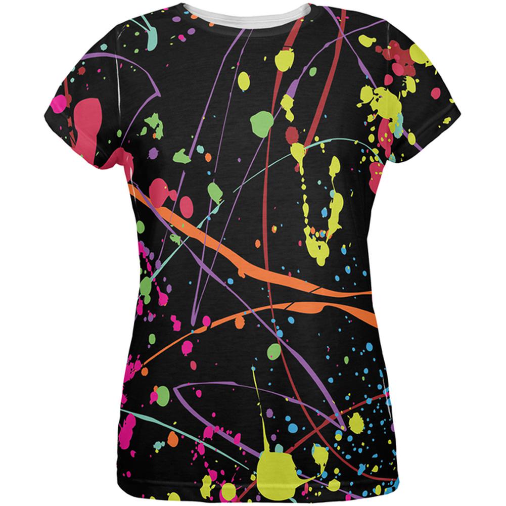 Splatter Paint Black All Over Womens T-Shirt Women's T-Shirts Old Glory 2XL Multi 