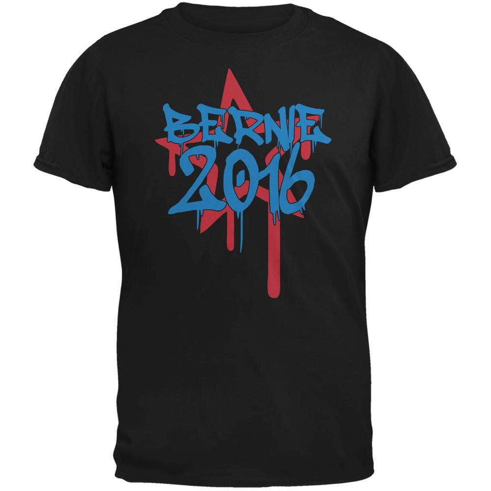 Election 2016 Bernie 2016 Graffiti Black Adult T-Shirt Men's T-Shirts Old Glory 2XL Black 