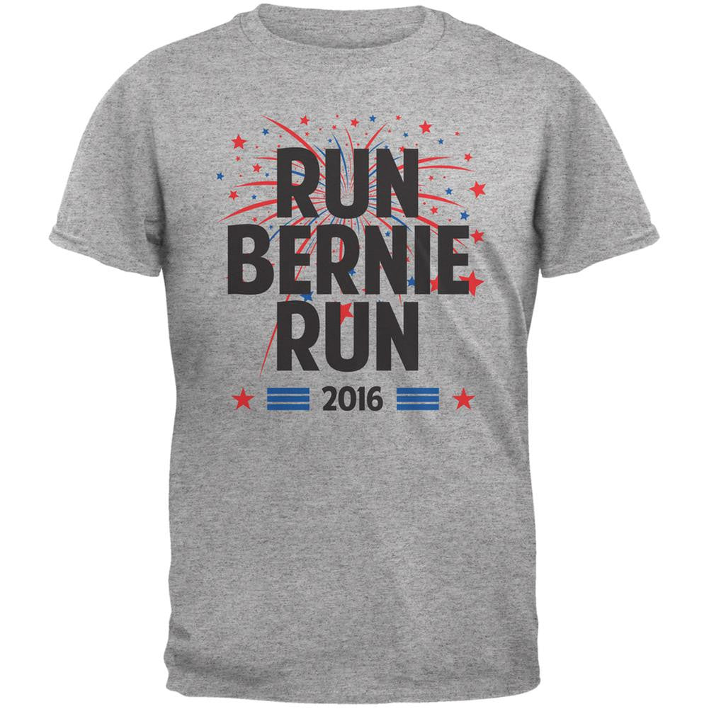 Election 2016 Run Bernie Run Heather Grey Adult T-Shirt Men's T-Shirts Old Glory 2XL Grey 