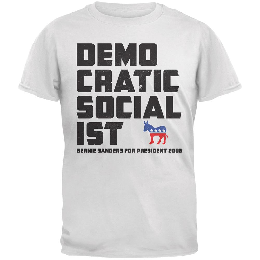 Election 2016 Democratic Socialist White Adult T-Shirt Men's T-Shirts Old Glory 2XL White 