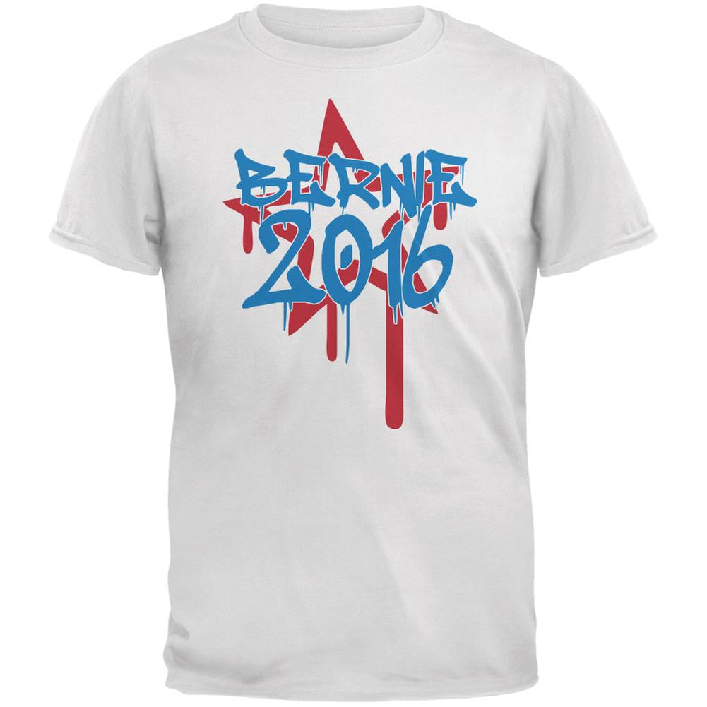 Election 2016 Bernie 2016 Graffiti White Adult T-Shirt Men's T-Shirts Old Glory 2XL White 