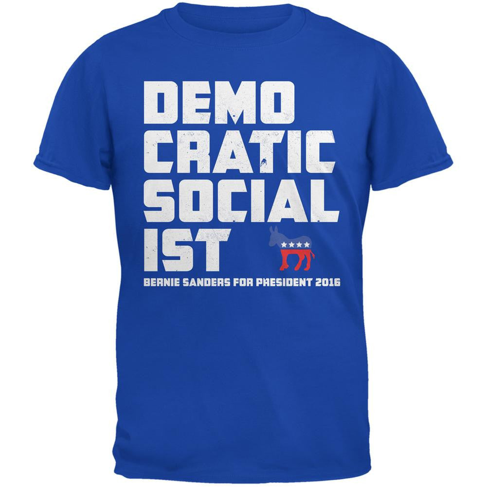 Election 2016 Democratic Socialist Royal Adult T-Shirt Men's T-Shirts Old Glory 2XL Blue 