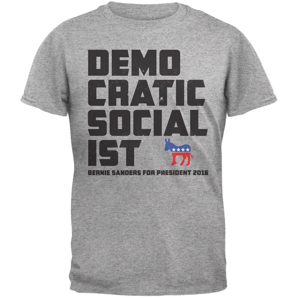 Election 2016 Democratic Socialist Heather Grey Adult T-Shirt Men's T-Shirts Old Glory 2XL Grey 