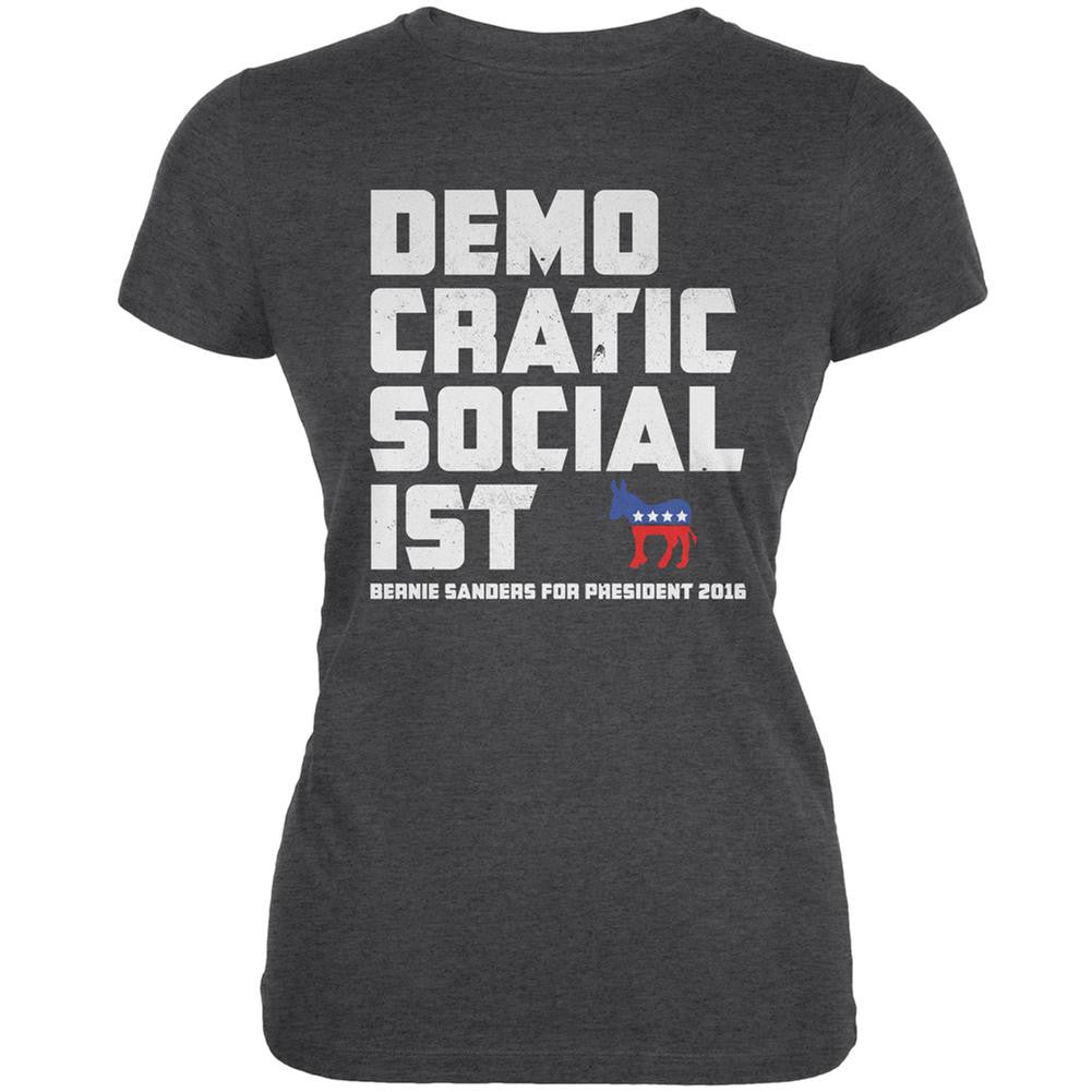 Election 2016 Democratic Socialist Dark Heather Juniors Soft T-Shirt Juniors T-Shirts Old Glory 2XL Grey 