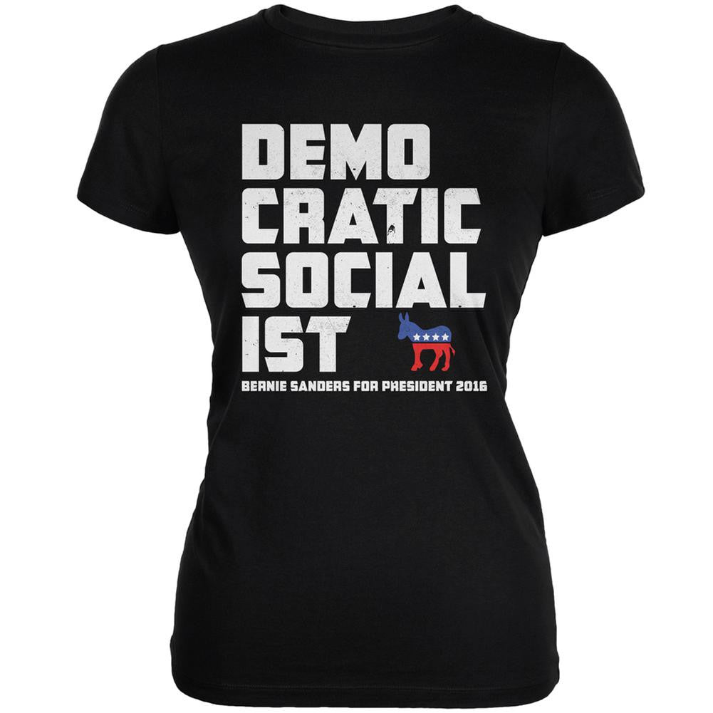 Election 2016 Democratic Socialist Black Juniors Soft T-Shirt Juniors T-Shirts Old Glory 2XL Black 