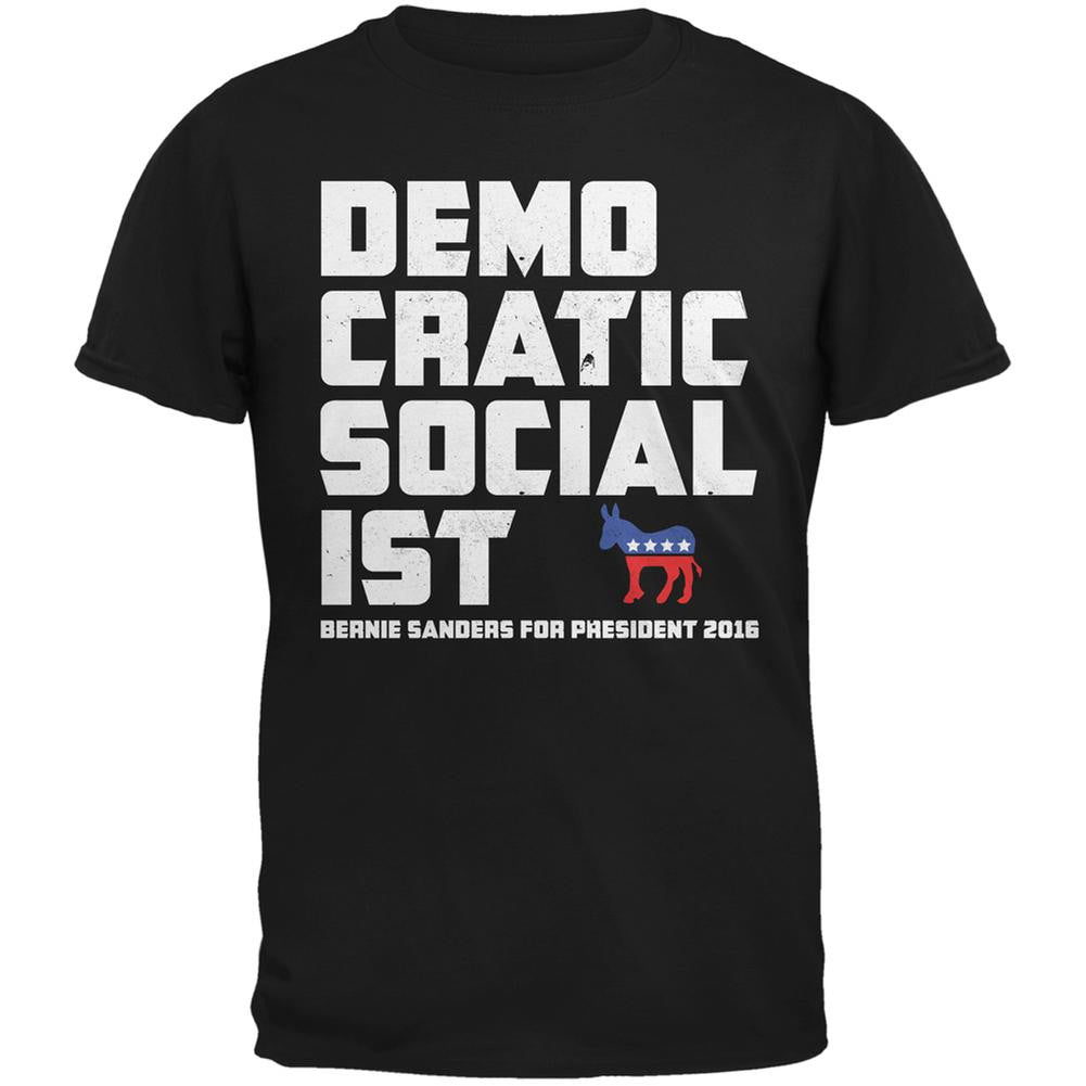 Election 2016 Democratic Socialist Black Adult T-Shirt Men's T-Shirts Old Glory 2XL Black 