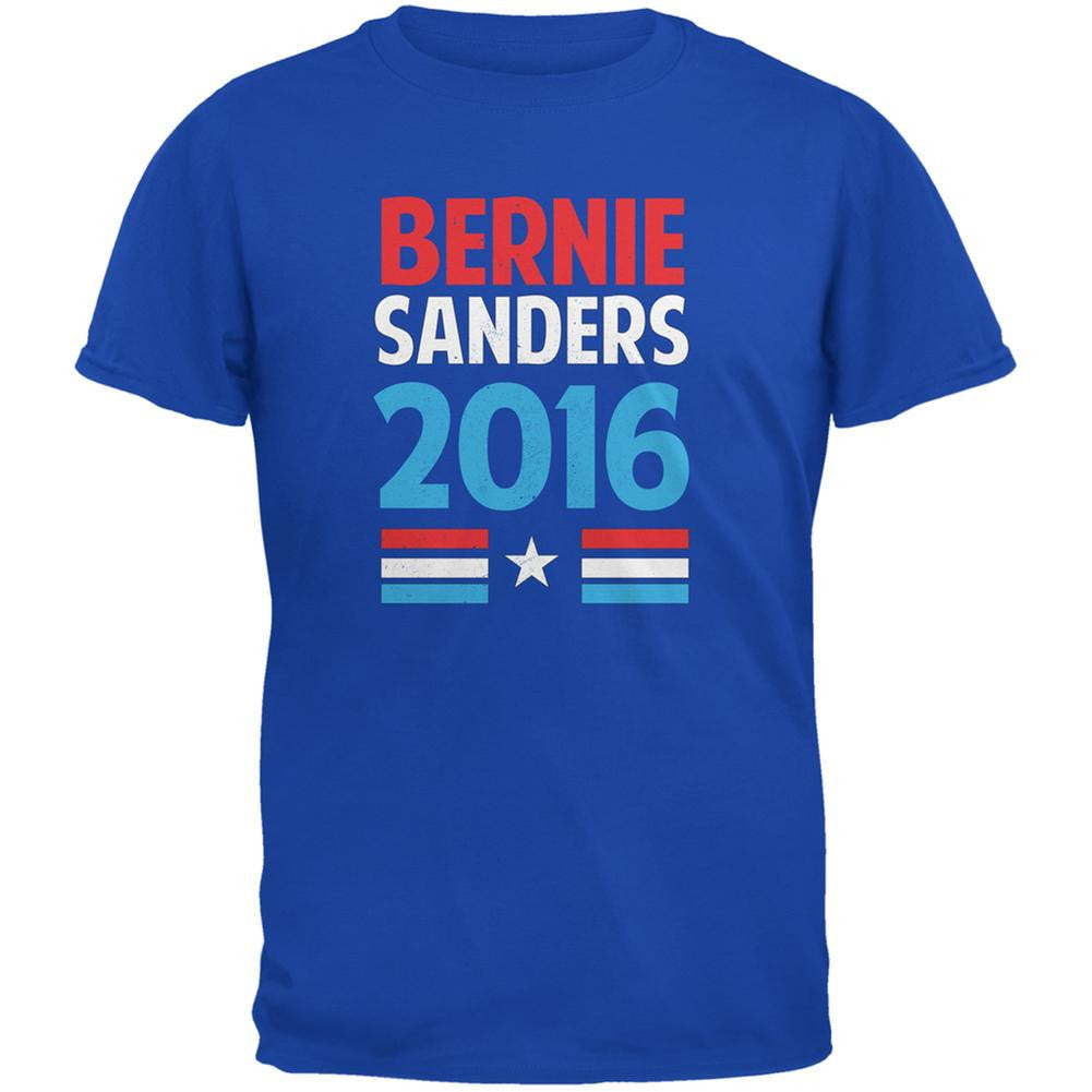 Election 2016 Bernie Vintage Text Royal Adult T-Shirt Men's T-Shirts Old Glory 2XL Blue 