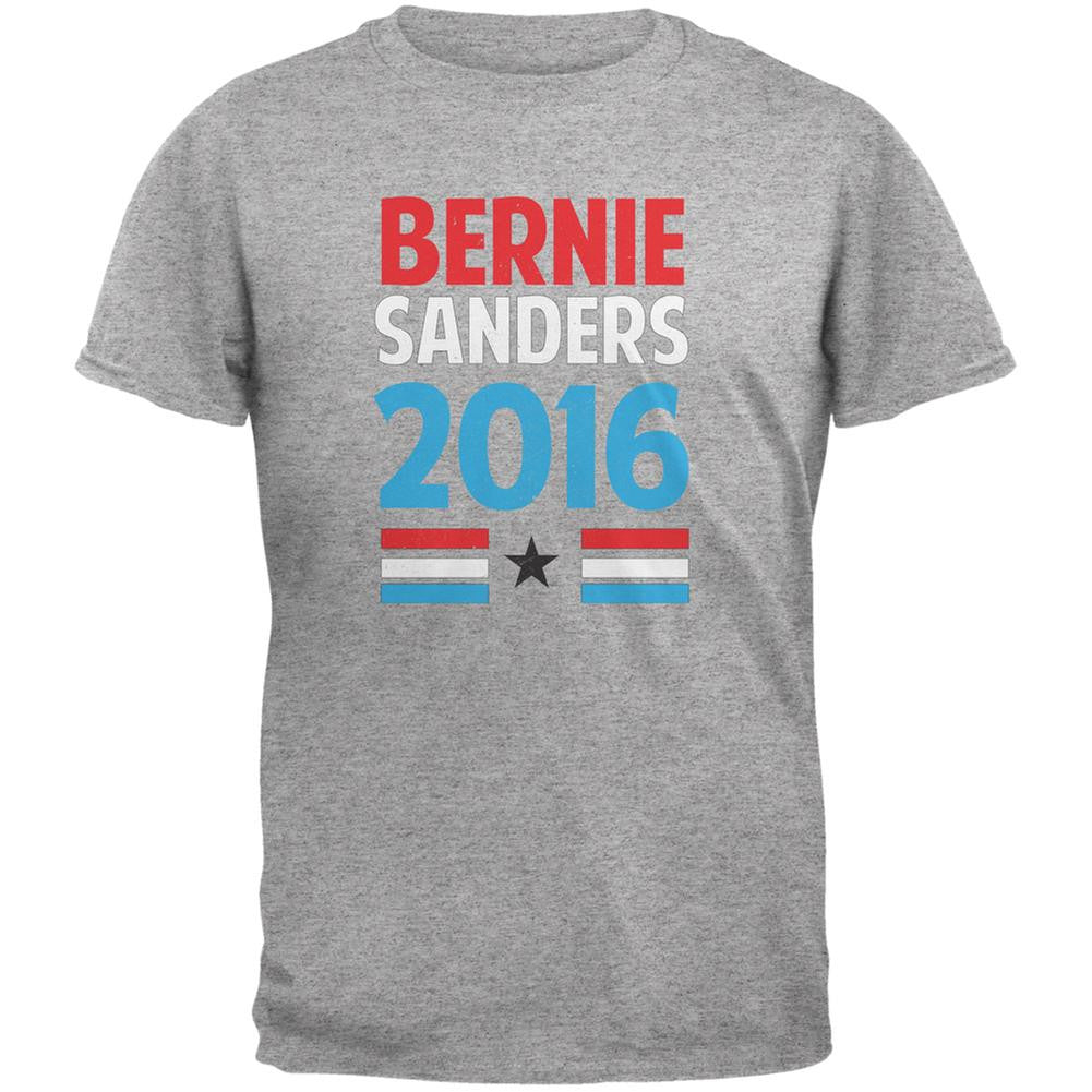 Election 2016 Bernie Vintage Text Heather Grey Adult T-Shirt Men's T-Shirts Old Glory 2XL Grey 