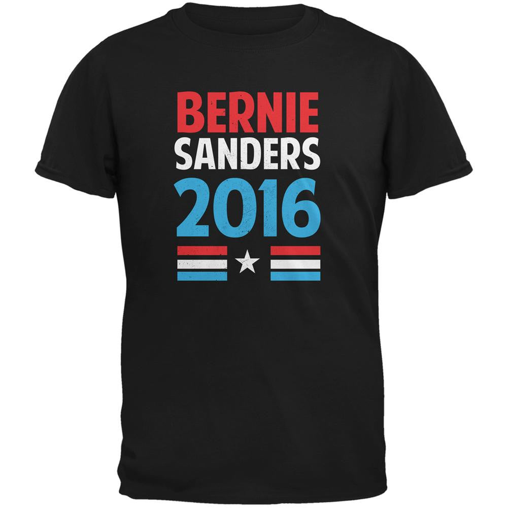 Election 2016 Bernie Vintage Text Black Adult T-Shirt Men's T-Shirts Old Glory 2XL Black 