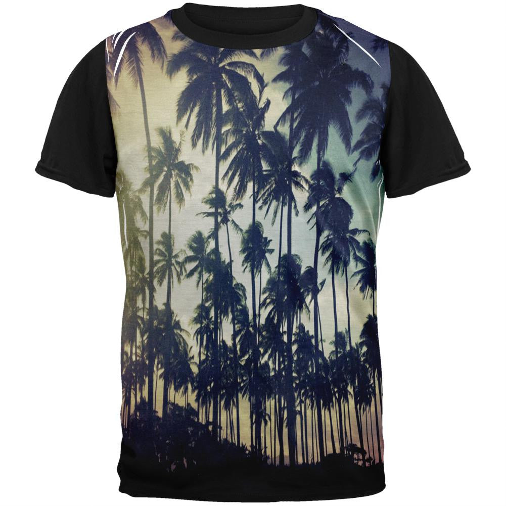Palm Trees Adult Black Back T-Shirt Men's T-Shirts Old Glory SM Multi 