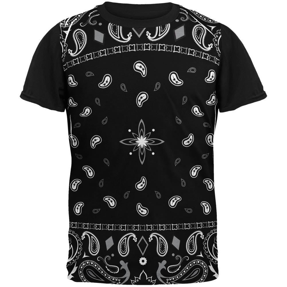 Black Bandana Pattern Adult Black Back T-Shirt Men's T-Shirts Old Glory SM Multi 