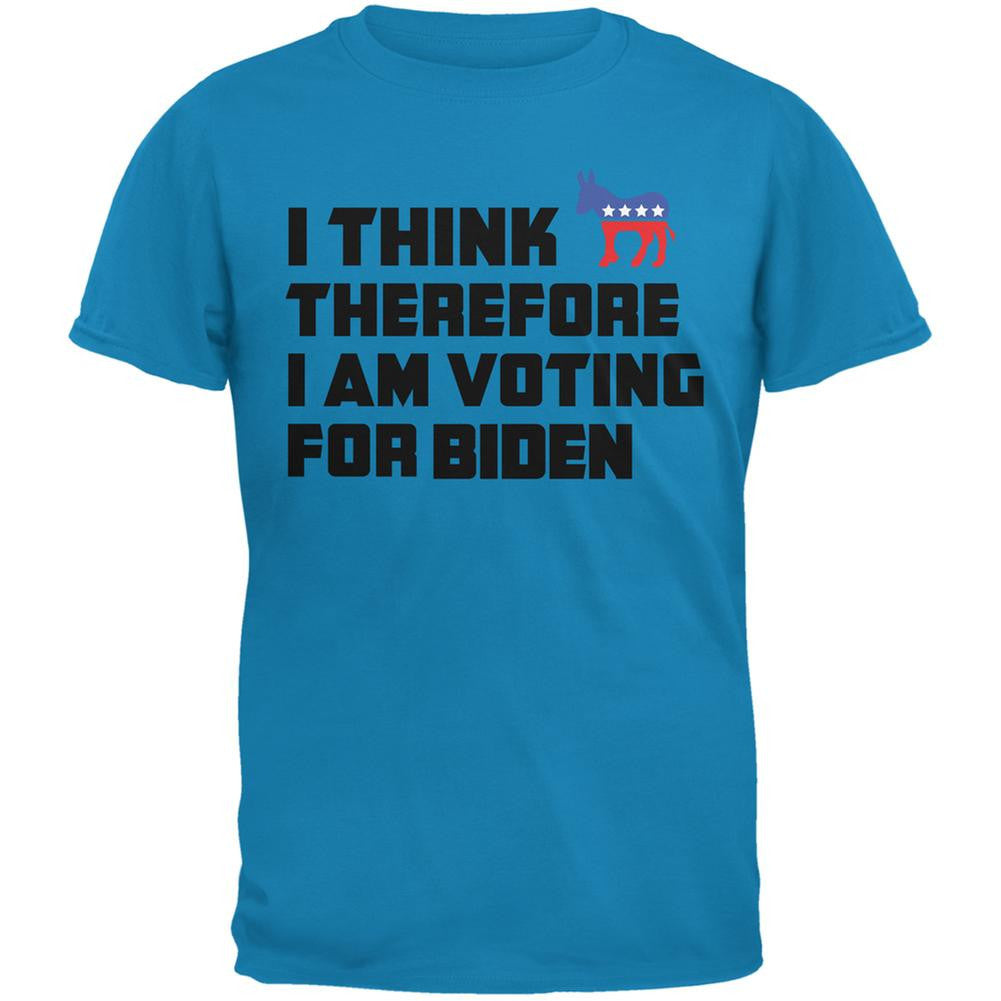 Election 2016 I Think Therefore Biden Sapphire Blue Adult T-Shirt Men's T-Shirts Old Glory 2XL Blue 