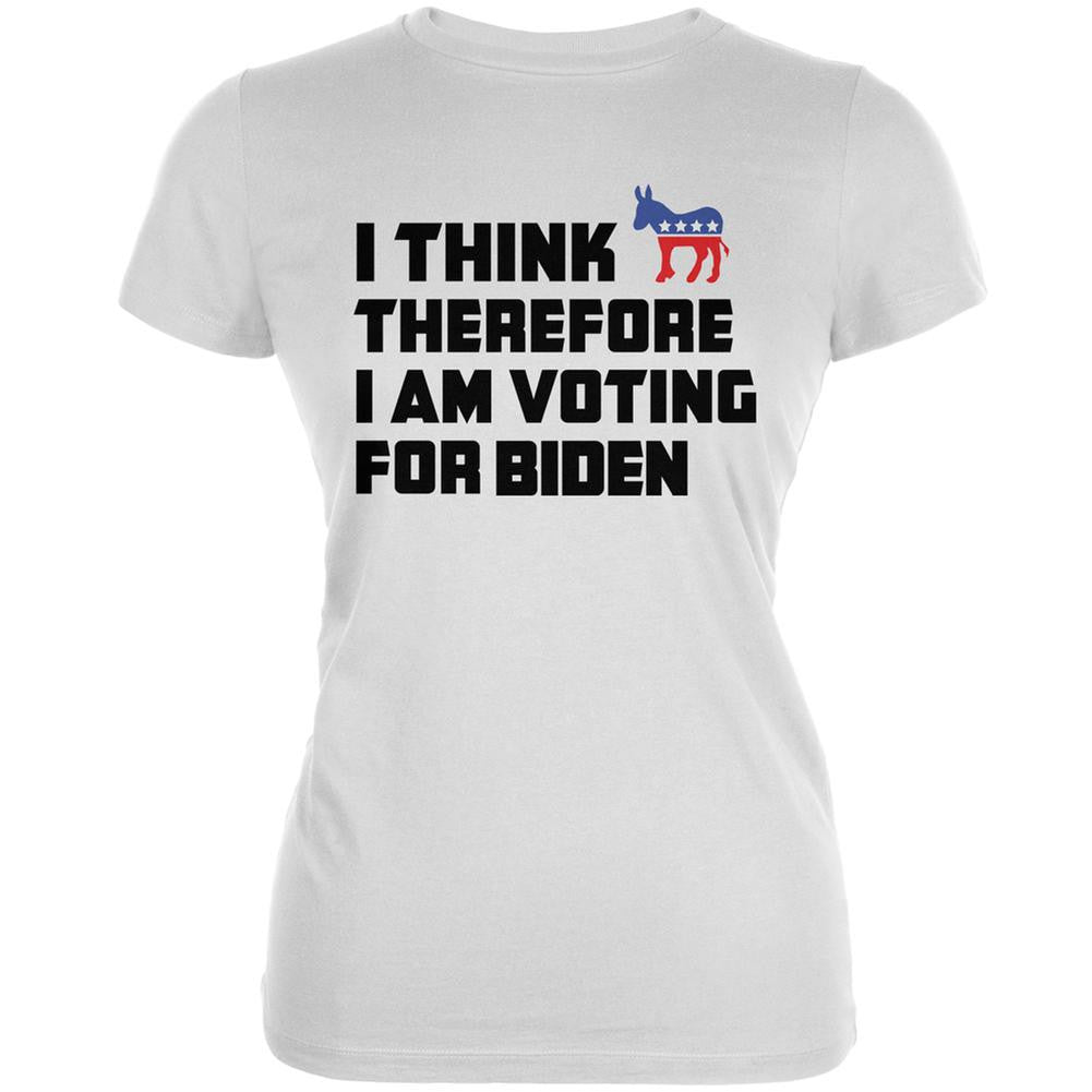 Election 2016 I Think Therefore Biden White Juniors Soft T-Shirt Juniors T-Shirts Old Glory 2XL White 