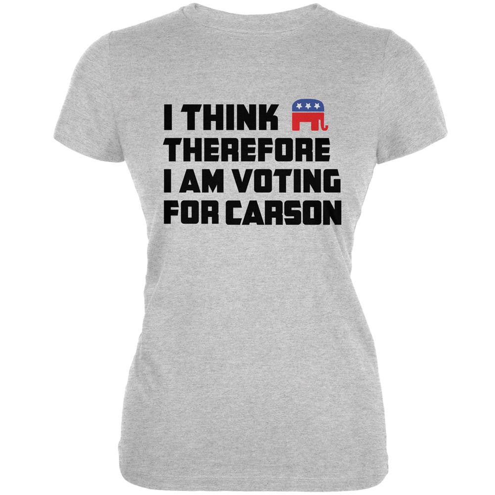 Election 2016 I Think Therefore Carson Heather Grey Juniors Soft T-Shirt Juniors T-Shirts Old Glory 2XL Grey 