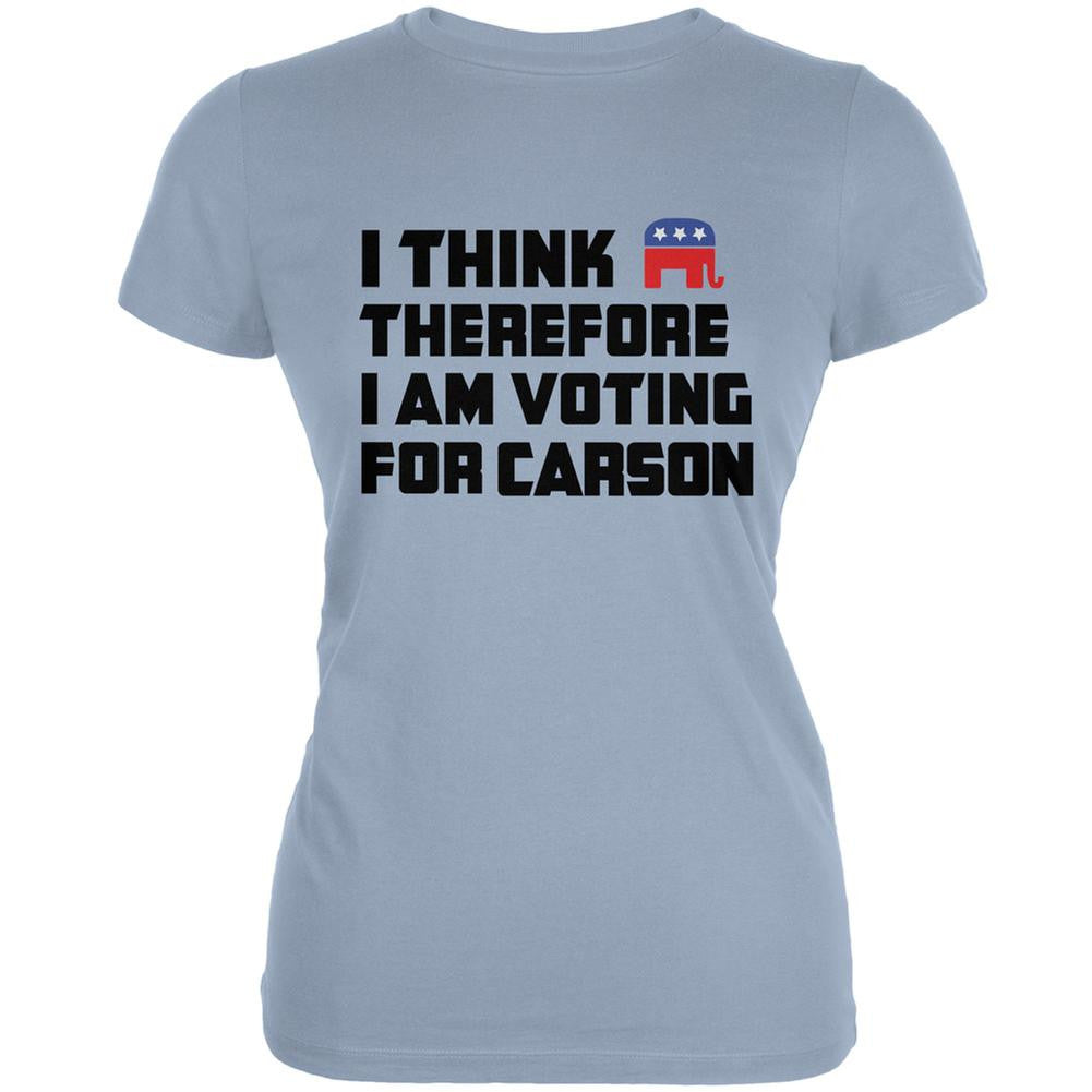 Election 2016 I Think Therefore Carson Light Blue Juniors Soft T-Shirt Juniors T-Shirts Old Glory 2XL Blue 