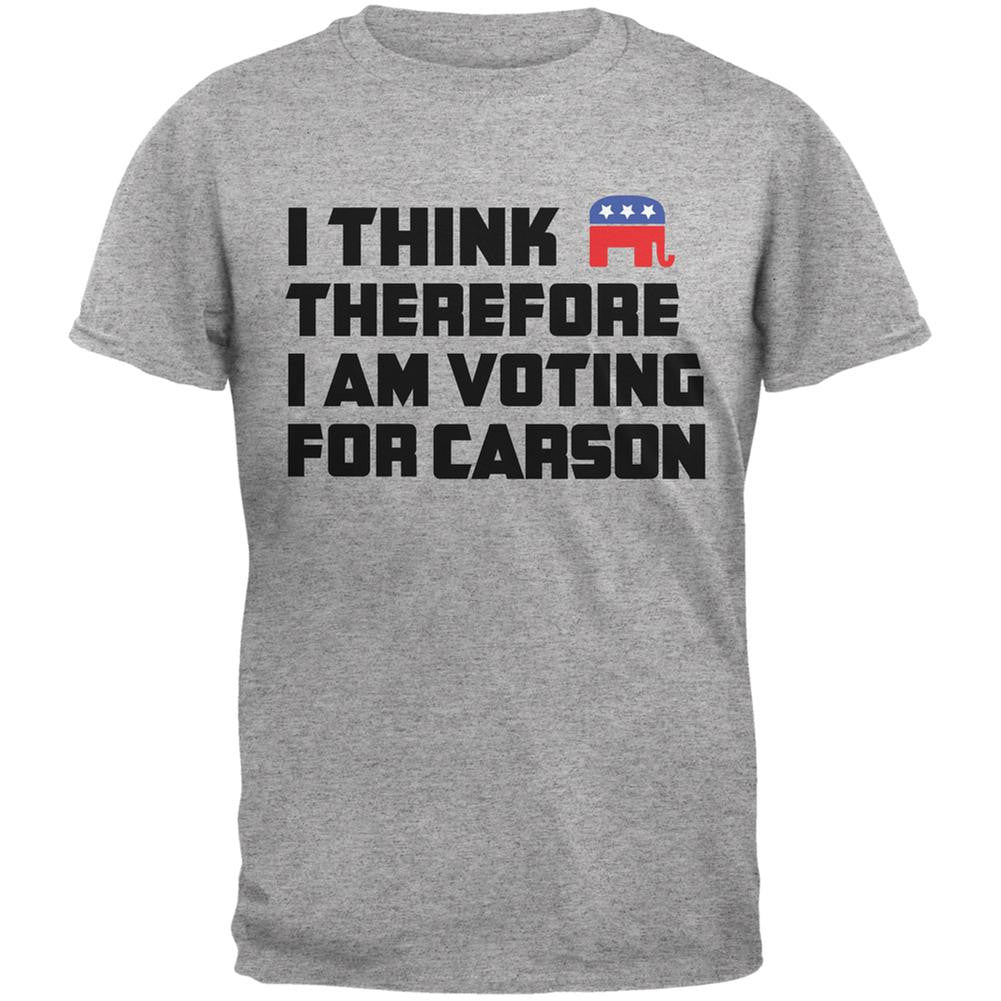 Election 2016 I Think Therefore Carson Light Heather Grey Adult T-Shirt Men's T-Shirts Old Glory 2XL Grey 