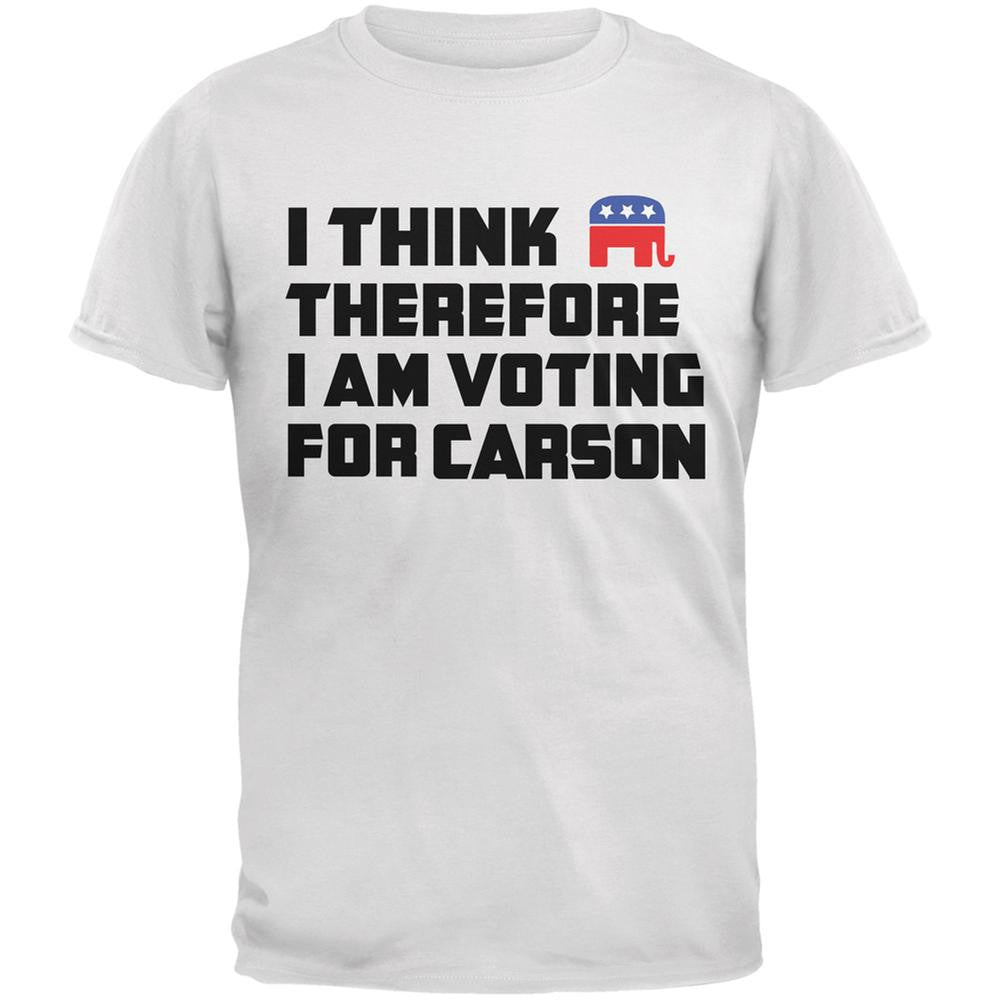 Election 2016 I Think Therefore Carson White Adult T-Shirt Men's T-Shirts Old Glory 2XL White 