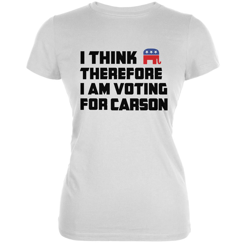 Election 2016 I Think Therefore Carson White Juniors Soft T-Shirt Juniors T-Shirts Old Glory 2XL White 