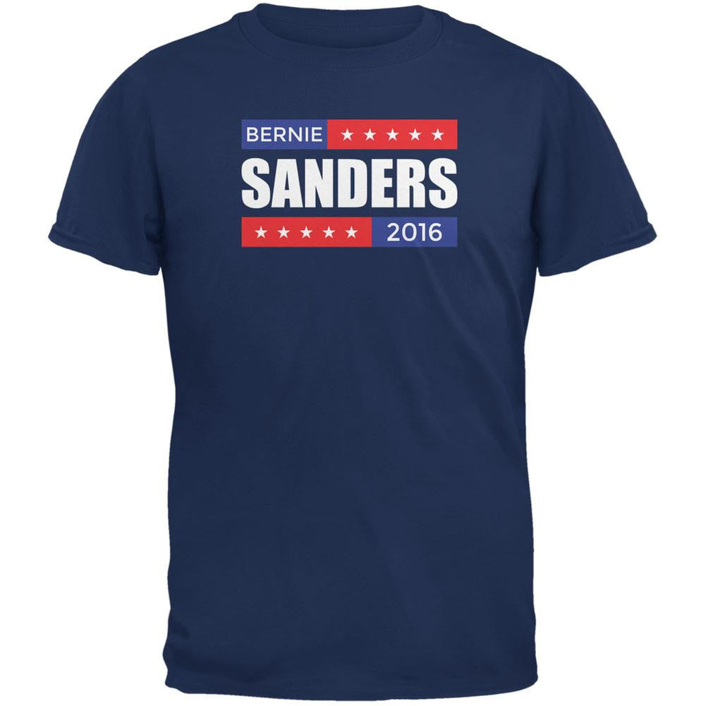 Election 2016 Bernie Sanders Stacked Metro Blue Adult T-Shirt Men's T-Shirts Old Glory 2XL Blue 