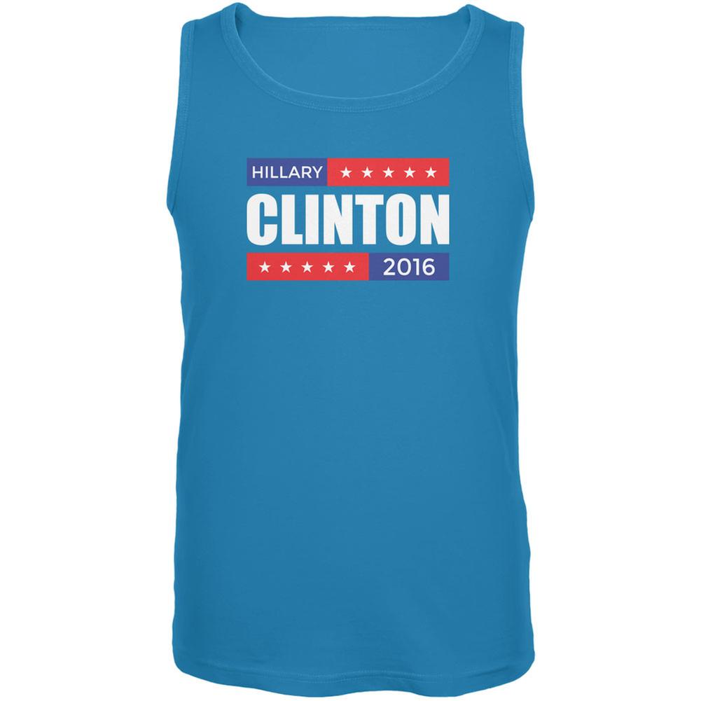 Election 2016 Hillary Clinton Stacked Turquoise Adult Tank Top Men's Tank Tops Old Glory LG Blue 