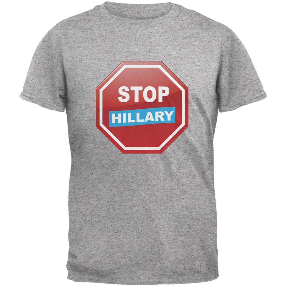 Election 2016 Stop Hillary Heather Grey Adult T-Shirt Men's T-Shirts Old Glory 2XL Grey 