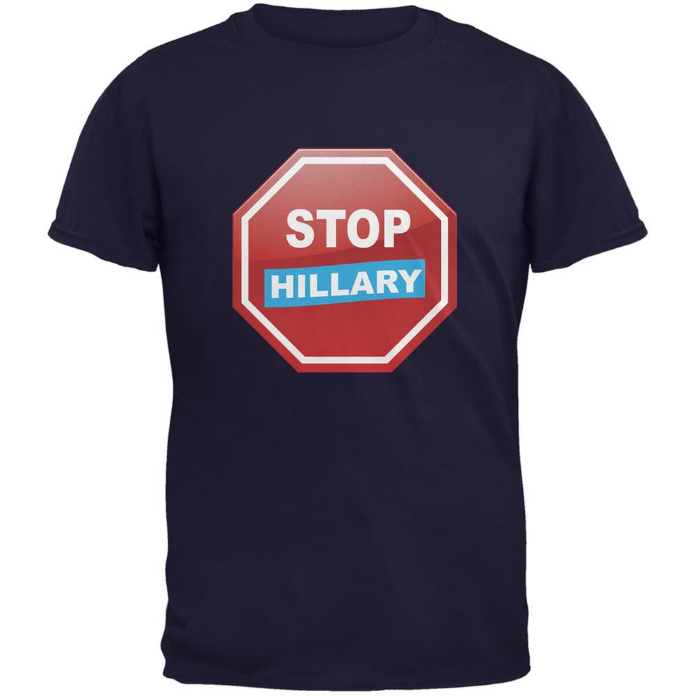 Election 2016 Stop Hillary Navy Adult T-Shirt Men's T-Shirts Old Glory 2XL Blue 