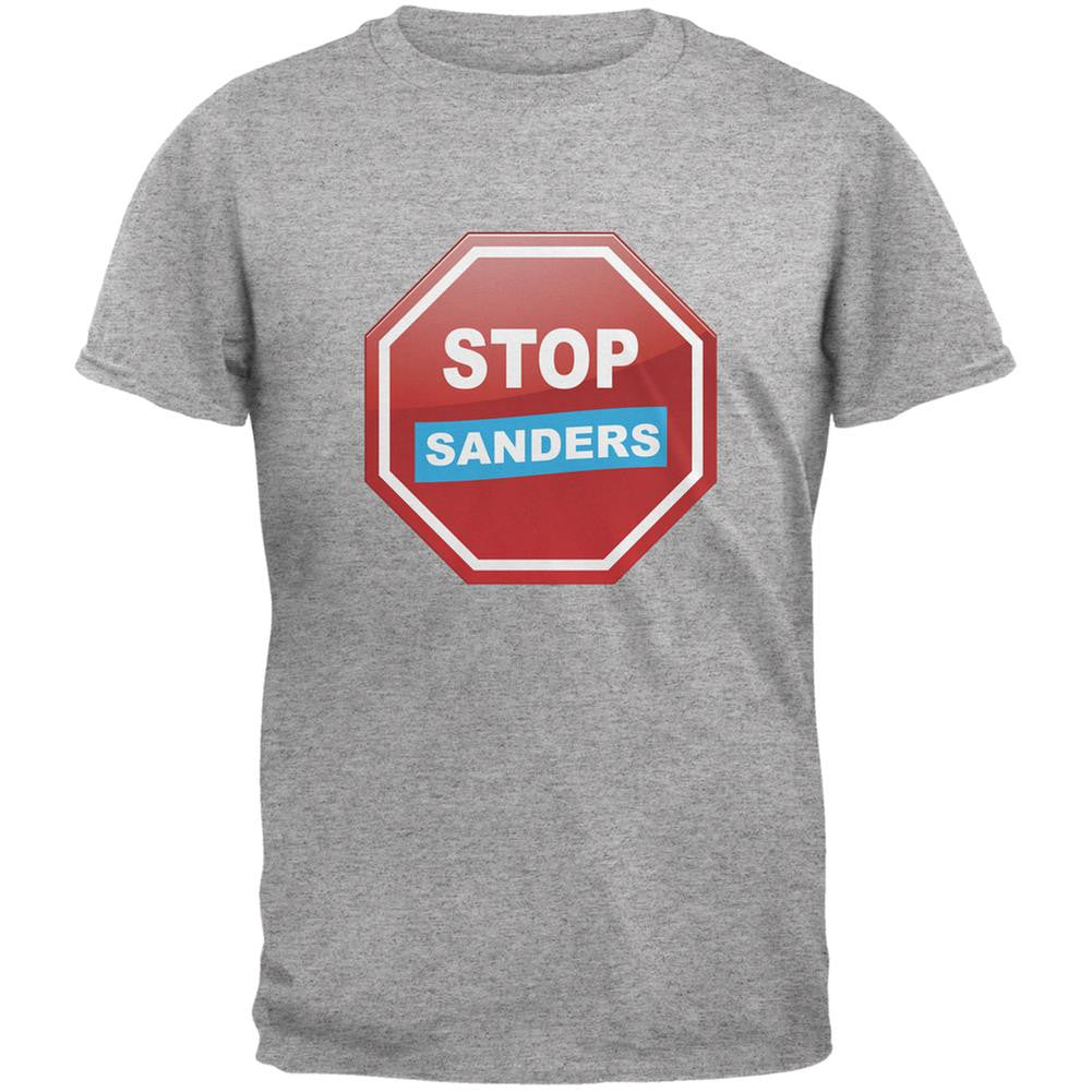 Election 2016 Stop Sanders Heather Grey Adult T-Shirt Men's T-Shirts Old Glory 2XL Grey 