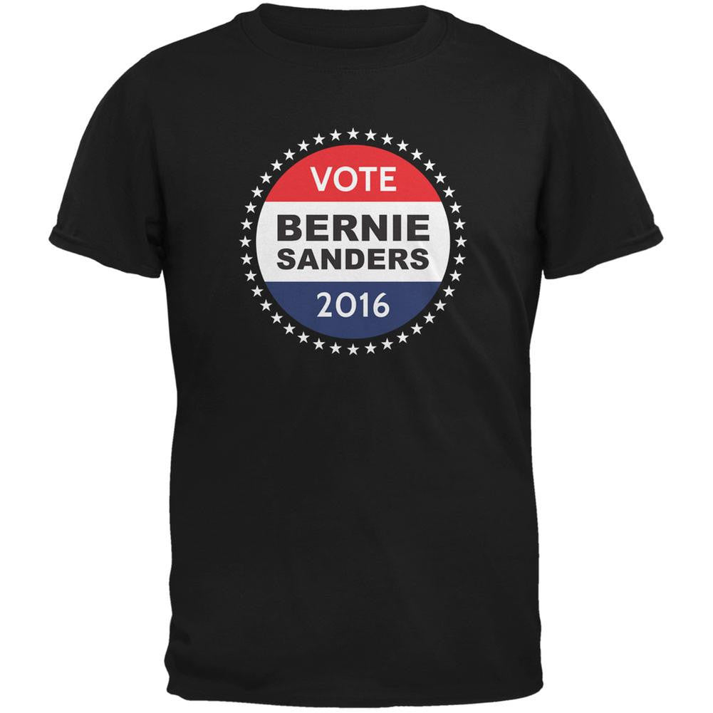 Election 2016 Bernie Sanders Badge Black Adult T-Shirt Men's T-Shirts Old Glory 2XL Black 