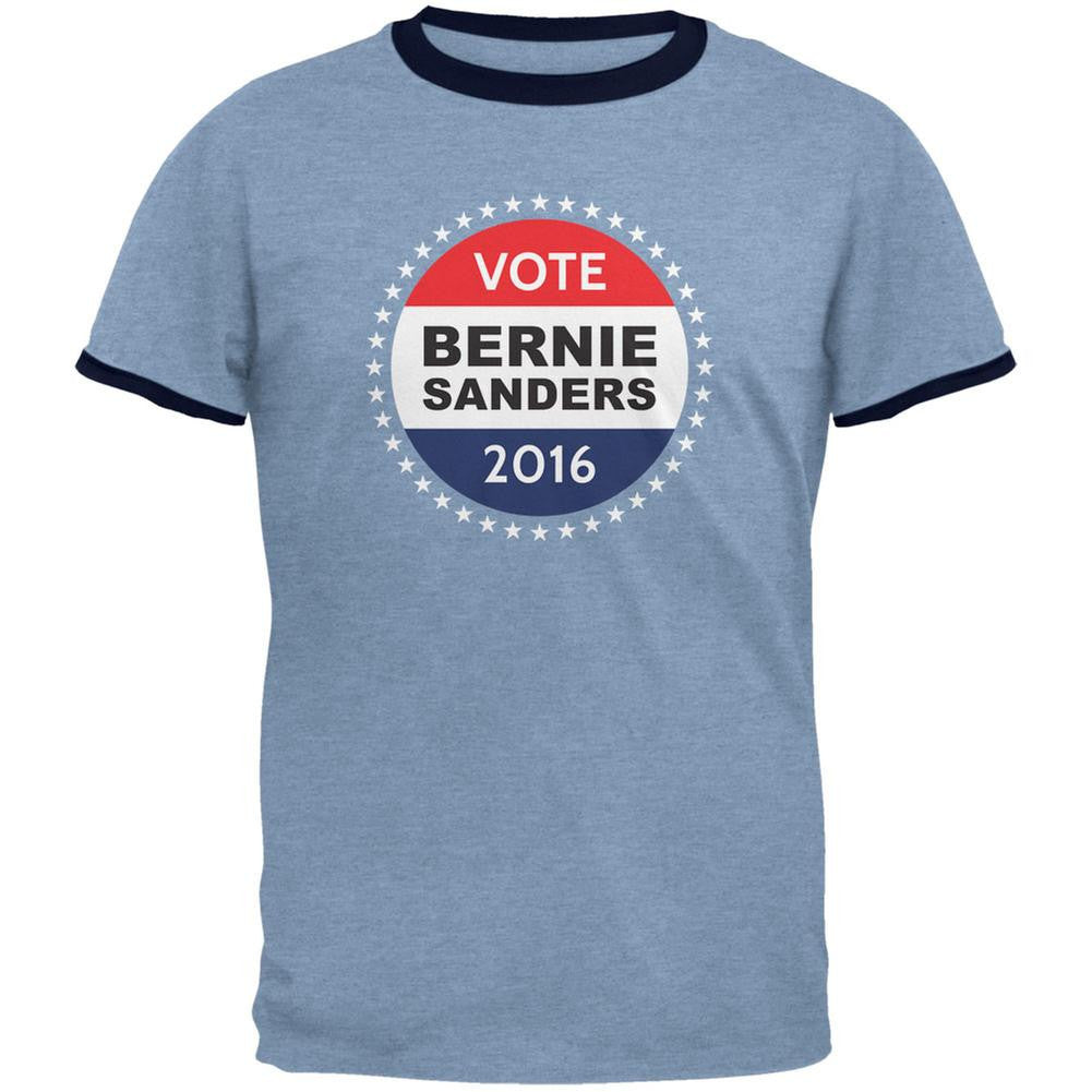 Election 2016 Bernie Sanders Badge Heather Blue/Navy Men's Ringer T-Shirt Men's T-Shirts Old Glory MD Multi 