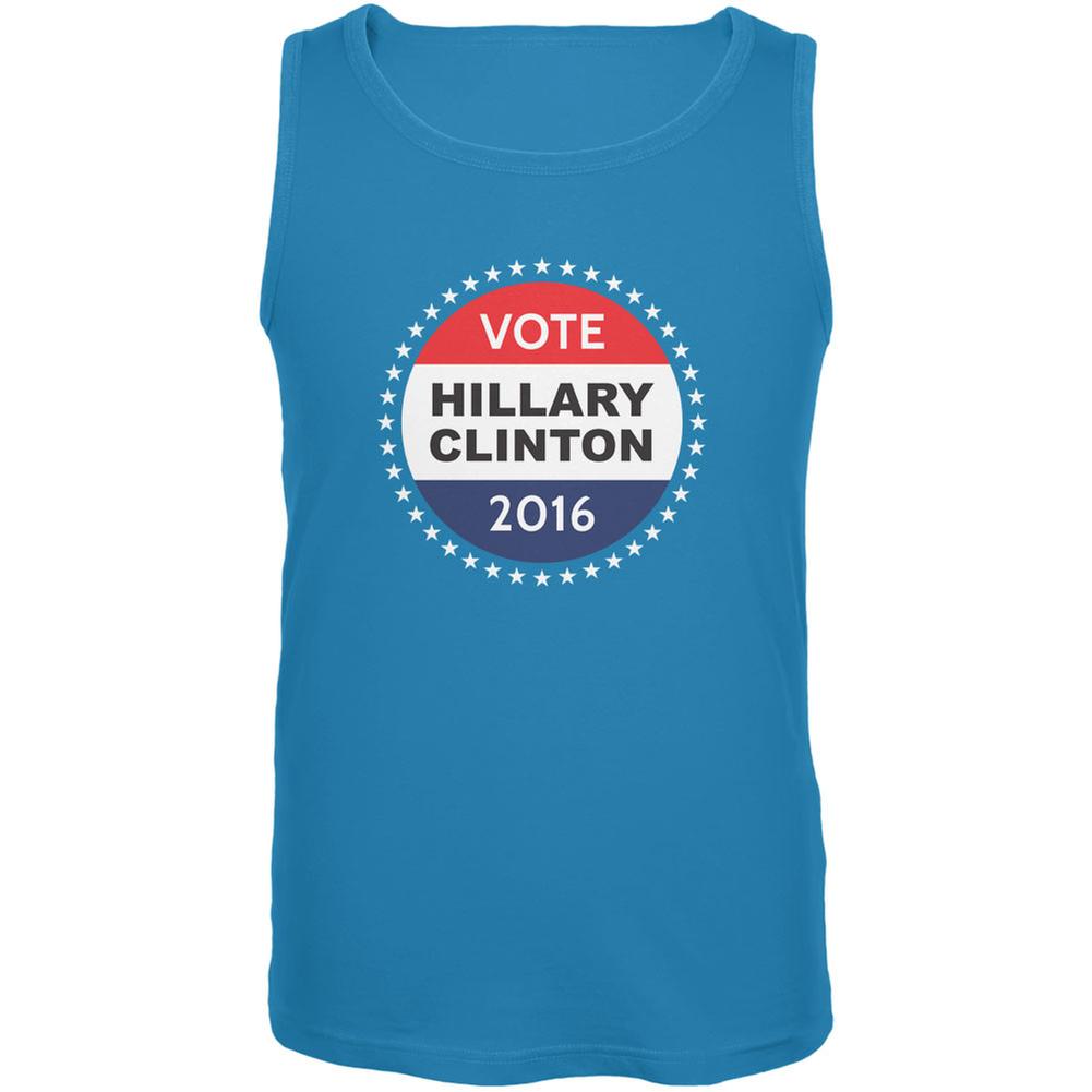 Election 2016 Hillary Clinton Badge Turquoise Adult Tank Top Men's Tank Tops Old Glory LG Blue 