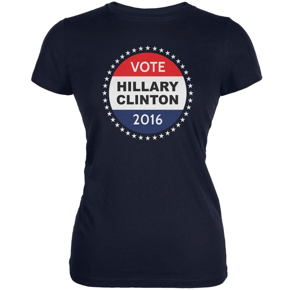 Election 2016 Hillary Clinton Badge Navy Juniors Soft T-Shirt Juniors T-Shirts Old Glory 2XL Blue 