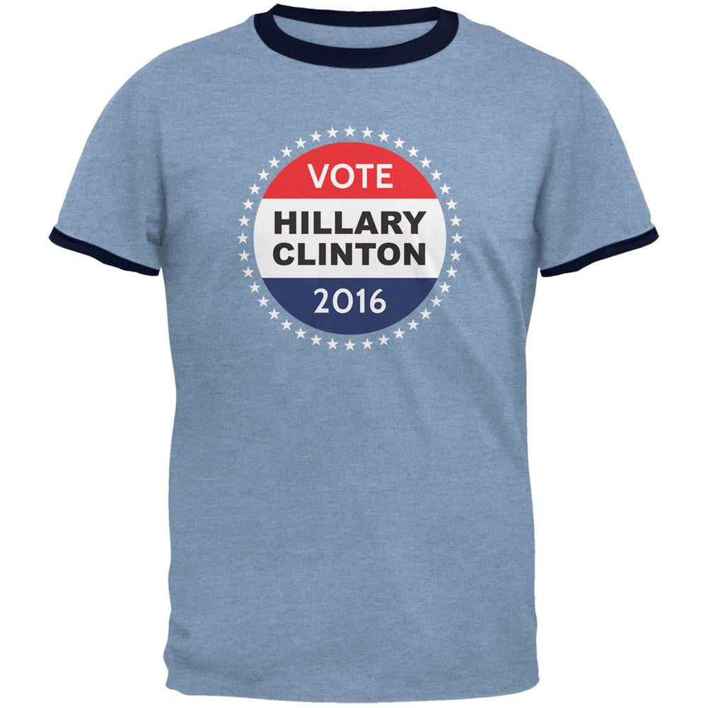 Election 2016 Hillary Clinton Badge Heather Blue/Navy Men's Ringer T-Shirt Men's T-Shirts Old Glory MD Multi 