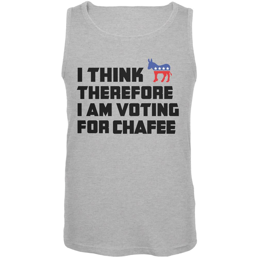 Election 2016 I Think Therefore Chafee Heather Grey Adult Tank Top Men's Tank Tops Old Glory 2XL Grey 