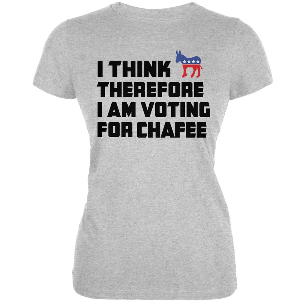 Election 2016 I Think Therefore Chafee Heather Grey Juniors Soft T-Shirt Juniors T-Shirts Old Glory 2XL Grey 