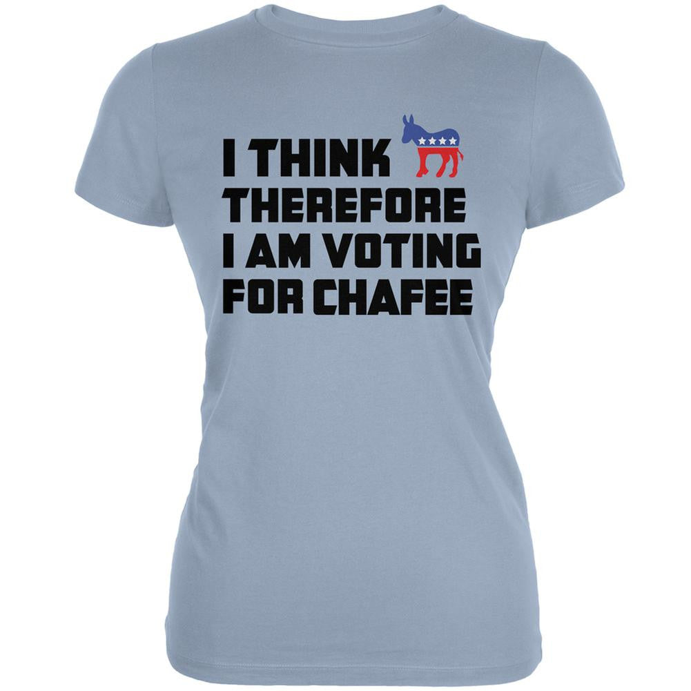 Election 2016 I Think Therefore Chafee Light Blue Juniors Soft T-Shirt Juniors T-Shirts Old Glory 2XL Blue 