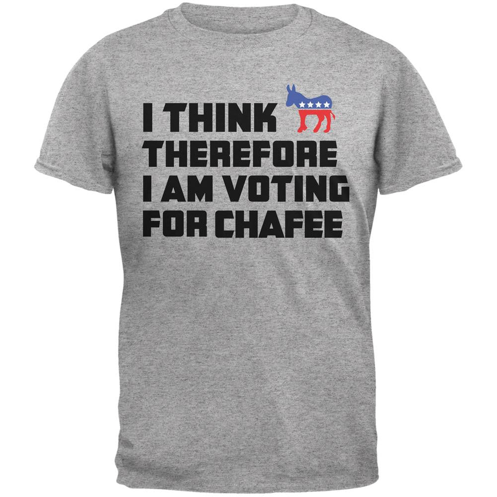 Election 2016 I Think Therefore Chafee Light Heather Grey Adult T-Shirt Men's T-Shirts Old Glory 2XL Grey 