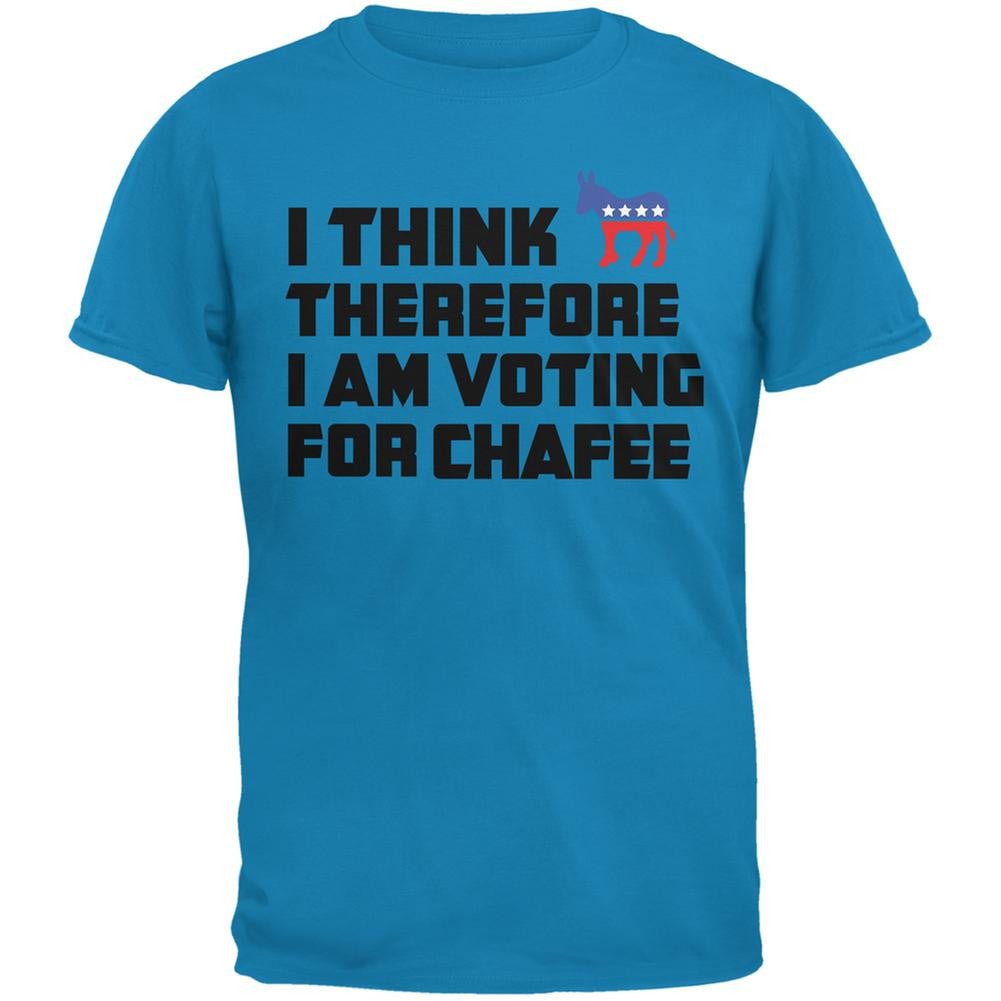 Election 2016 I Think Therefore Chafee Sapphire Blue Adult T-Shirt Men's T-Shirts Old Glory 2XL Blue 